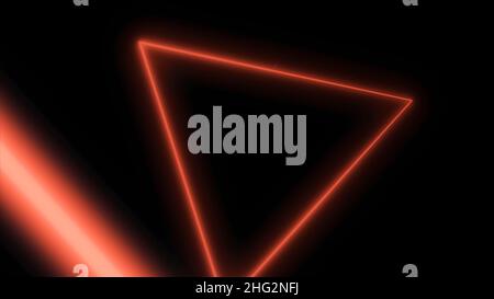Abstract background with neon triangles. Seamless loop. Neon Triangular Electric Techno Lights. Blue and Pink Laser beams with grid. Seamless loop. Stock Photo