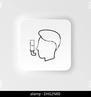 Diseases, asthma, patient vector. Muscle aches, cold and bronchitis, pneumonia and fever, health medical illustration - neumorphic style vector icon . Stock Vector