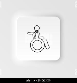Diseases, invalid, stroller vector. Muscle aches, cold and bronchitis, pneumonia and fever, health medical illustration - neumorphic style vector icon Stock Vector
