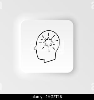 Diseases, patient, brain, thoughts vector. Muscle aches, cold and bronchitis, pneumonia and fever, health medical illustration - neumorphic style vect Stock Vector