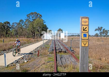 Cycling on the Brisbane Valley Rail Trail Stock Photo