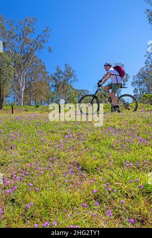 Cycling on the Brisbane Valley Rail Trail Stock Photo