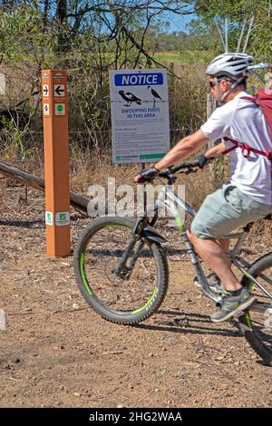 Cycling on the Brisbane Valley Rail Trail Stock Photo