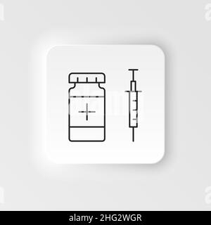 Diseases, syringe, medicine vector. Muscle aches, cold and bronchitis, pneumonia and fever, health medical illustration - neumorphic style vector icon Stock Vector