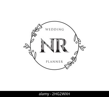 NR feminine logo. Usable for Nature, Salon, Spa, Cosmetic and Beauty Logos. Flat Vector Logo Design Template Element. Stock Vector