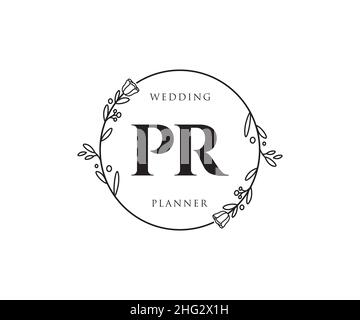 PR feminine logo. Usable for Nature, Salon, Spa, Cosmetic and Beauty Logos. Flat Vector Logo Design Template Element. Stock Vector