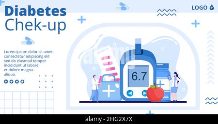 Diabetes Testing Post Template Flat Design Illustration Editable of Square Background Suitable for Healthcare Social media or Greetings Card Stock Vector