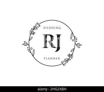 RJ feminine logo. Usable for Nature, Salon, Spa, Cosmetic and Beauty Logos. Flat Vector Logo Design Template Element. Stock Vector