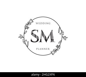 SM feminine logo. Usable for Nature, Salon, Spa, Cosmetic and Beauty Logos. Flat Vector Logo Design Template Element. Stock Vector