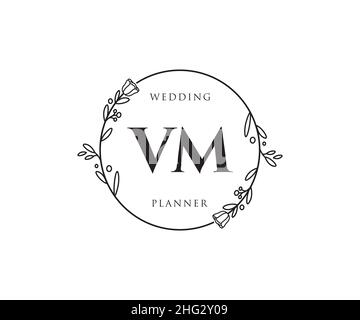 VM feminine logo. Usable for Nature, Salon, Spa, Cosmetic and Beauty Logos. Flat Vector Logo Design Template Element. Stock Vector