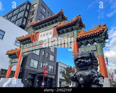 Old Town Chinatown is the official Chinatown of the Northwest section of Portland, Oregon. The Willamette River forms its eastern boundary, separating Stock Photo