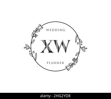 XW feminine logo. Usable for Nature, Salon, Spa, Cosmetic and Beauty Logos. Flat Vector Logo Design Template Element. Stock Vector