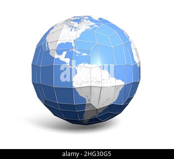 An illustration of a faceted globe in low-polygon style or stained glass appearance Stock Photo