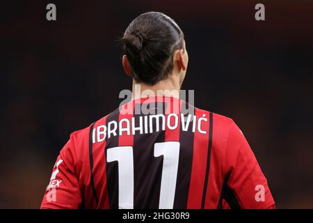 Milan, Italy, 17th January 2022. Zlatan Ibrahimovic of AC Milan during the Serie A match at Giuseppe Meazza, Milan. Picture credit should read: Jonathan Moscrop / Sportimage Stock Photo
