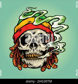Rastafari skull illustration with cannabis Stock Vector Image & Art - Alamy