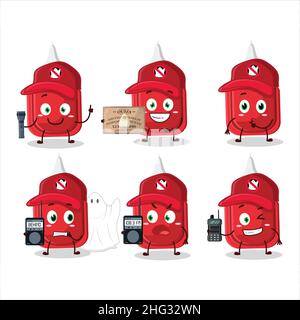 Ghost hunter cartoon red correction pen character using camera. Vector illustration Stock Vector