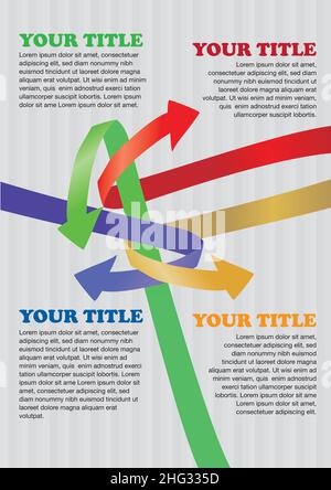 Vector illustration of interlocking colorful arrows. Template for page layout. Stock Vector