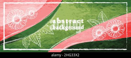 Spring theme floral background banner with flowers and leaves Stock Vector