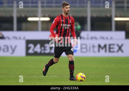 Milan, Italy, 17th January 2022. Matteo Gabbia of AC Milan during the Serie A match at Giuseppe Meazza, Milan. Picture credit should read: Jonathan Moscrop / Sportimage Stock Photo
