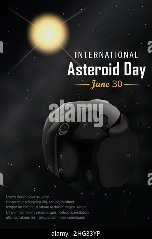 Meteorite asteroid space banner concept. Flat illustration of meteorite ...