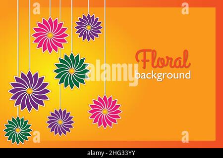 Floral summer theme colorful background banner poster vector Stock Vector