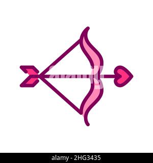 Cupid bow and arrow icon. Valentine day romantic symbol. Pixel perfect, editable stroke color icon Stock Vector