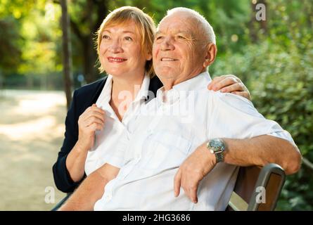 Happy senior man and woman Stock Photo