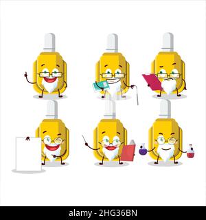 Professor yellow correction pen academic cartoon character working on laboratory. Vector illustration Stock Vector