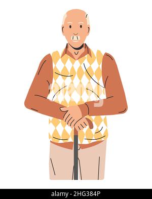 elderly man walking with cane cartoon Stock Vector Image & Art - Alamy