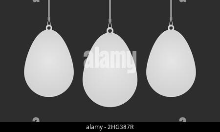 Ellipse egg shaped dangler hanging from ceiling realistic mockup set. Mock up of advertising promotion pointer for supermarket sale announcement on da Stock Vector