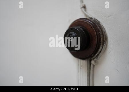 Retro Single Control Switch, Old-fashioned Flat Toggle Switch Mounted Wall Light Switch Stock Photo