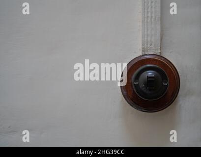 Retro Single Control Switch, Old-fashioned Flat Toggle Switch Mounted Wall Light Switch Stock Photo
