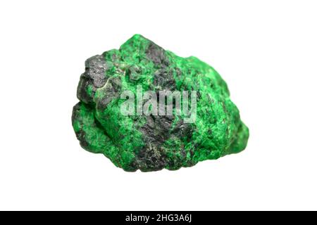 Natural rough Maw sit sit (Chrome Jade/Jade Albite) a metamorphic rock on white background, especially found in northern Myanmar (Burma) Stock Photo