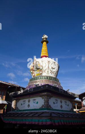 Tibetan style stupa in Shangrila old town , Yunnan China Stock Photo