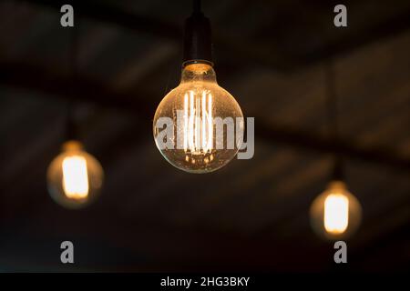 antique edison style light bulbs Stock Photo