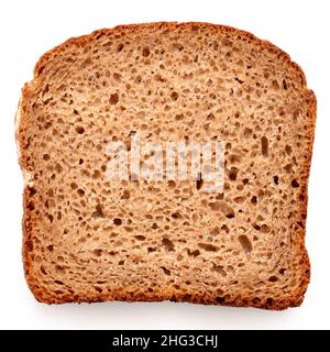 Slice of rye bread isolated on white. Top view. Stock Photo