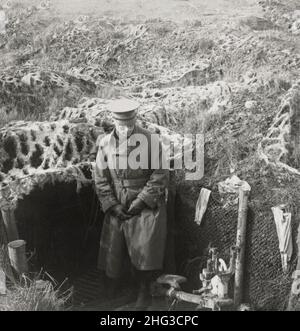 Vintage photo of World War I. 1914-1918. Camouflaged trenches in Chemin des Dames sector. France Stock Photo