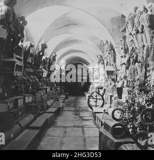 Vintage photo of Capuchin catacombs, Palermo, Sicily. Italy. End of the 19th century Stock Photo