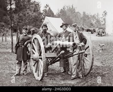 American Civil War. 1861-1865. Photo shows Brigade officers of the Horse Artillery commanded by Lt. Col. William Hays. Fair Oaks, Va., vicinity. Lt. R Stock Photo
