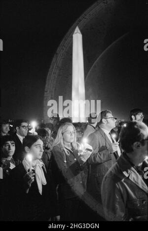 Vintage photo of Peace March, Wash., Monument Grounds. USA. October 15, 1969 Stock Photo