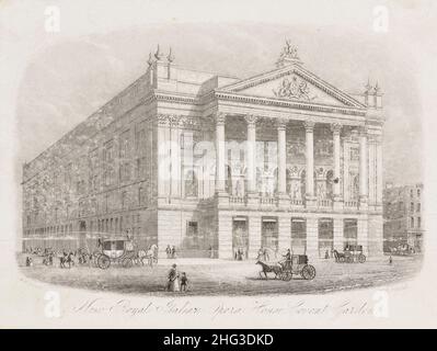 Engraving of Covent Garden Opera in London. 1862 The Royal Opera House (ROH) is an opera house and major performing arts venue in Covent Garden, centr Stock Photo