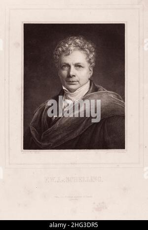 Portrait of Friedrich Wilhelm Joseph von Schelling. 1835-1850, by Lazarus Gottlieb Sichling (1812-1863) – graphic artist. Friedrich Wilhelm Joseph Sch Stock Photo