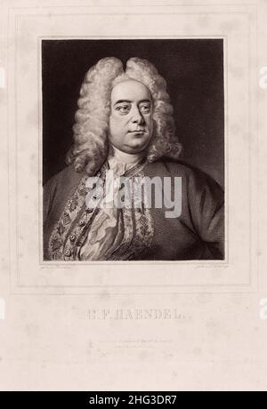 Portrait of George Frideric Handel. 1835-1850, by Lazarus Gottlieb Sichling (1812-1863) – graphic artist. George Frideric Handel (Georg Friederich Hän Stock Photo