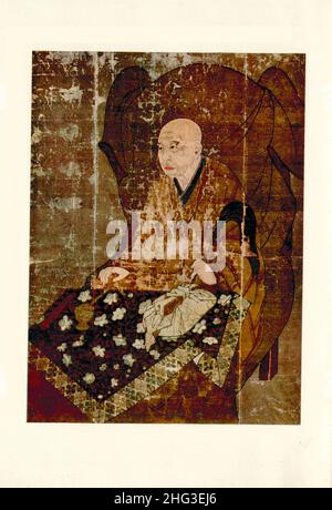 Chinese medieval painting: Portrait Of A Priest. Qing dynasty, China. Book illustration reproduction of 1912. Stock Photo