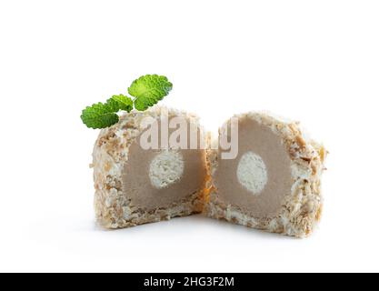Homemade  chocolate and coconut flakes balls isolated on white Stock Photo