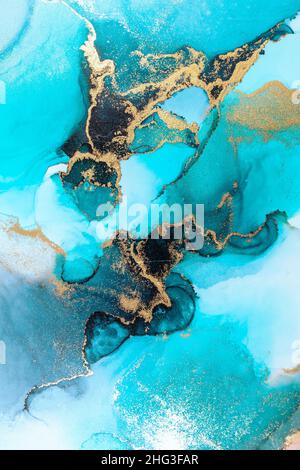 Ocean Blue Abstract Background of Marble Liquid Ink Art Painting on Paper .  Stock Image - Image of ocean, watercolor: 251351703
