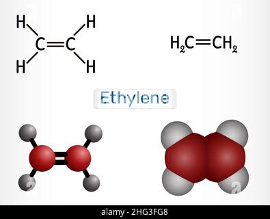 Ethylene ethane C2H4 molecule. It is organic compound