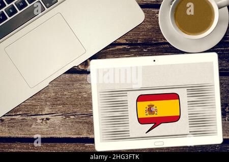 A Tablet PC and learning Spanish Stock Photo