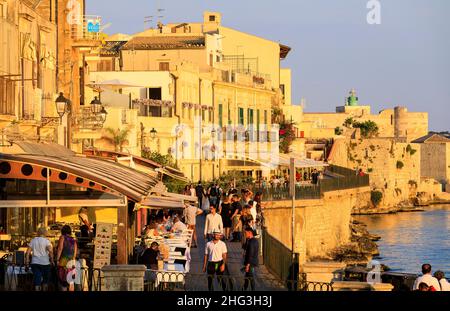 Waterfront, Ortigia, Syracuse, Sicily Stock Photo