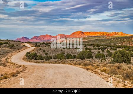 House Rock Valley Road, The Cockscomb, Coyote Buttes, Wire Pass area, at border of Vermilion Cliffs National Monument, Utah Arizona border, USA Stock Photo